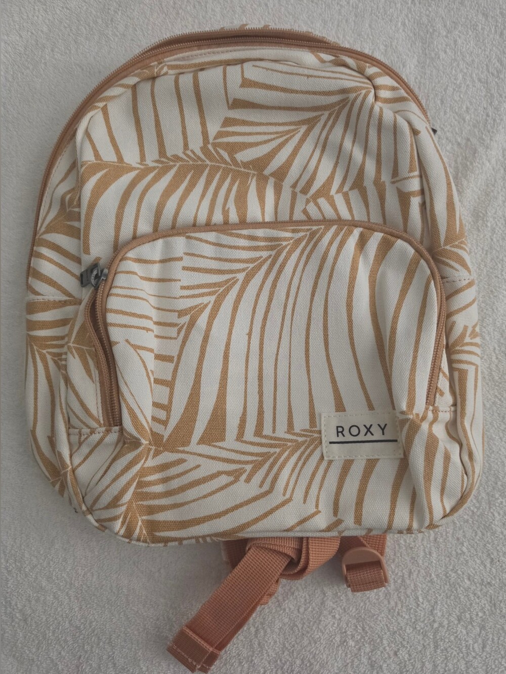 Roxy Cream & Tan Leaf Print Mini Backpack